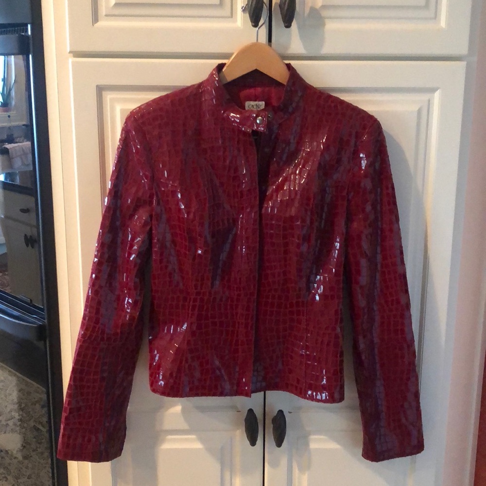 Leather Red jacket/ Deep Red.